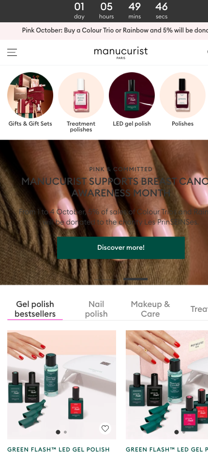 Manucurist Mobile Storefront Experience